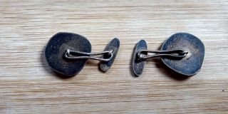 French Chain Cufflinks “Old Man Face” Silver Art Noveau Vintage 5