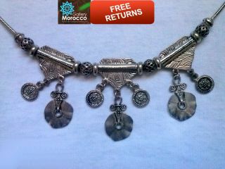 Antique Necklace Jewelry Metal Silver Chain Vintage Old Pendant Fashion Women