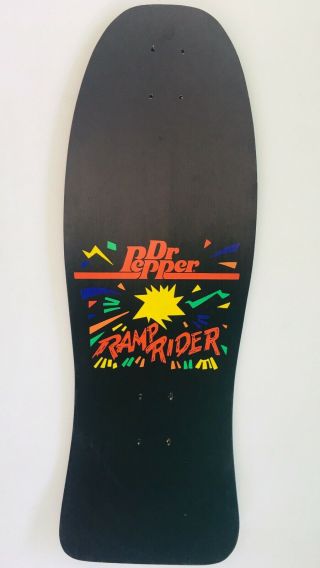 Vintage Dr Pepper Ramp Rider Skateboard,  1980’s Old - School Deck,  Fishtail,  Nos