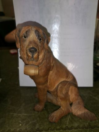 Large Carved Black Forest St Bernard Dog Antique