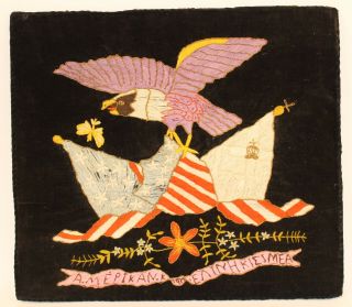 Wwii 1917 Silk Embroidery W/american Eagle & Flag
