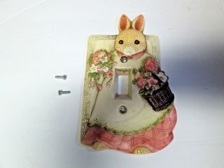 Vintage Takahashi Hand Painted Bunny Rabbit Single Light Switch Cover Japan
