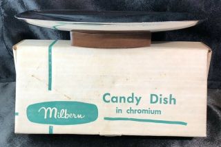 Mid Century Danish Modern Milbern Chrome Candy Dish Box No.  1090