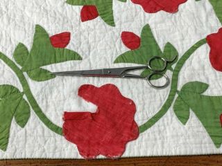 Red Green c 1850s Presidents Wreath APPLIQUE Antique Quilt Quilting 12