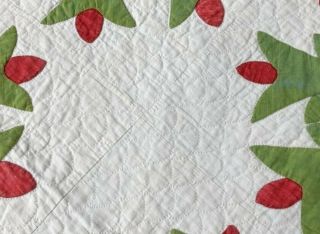 Red Green c 1850s Presidents Wreath APPLIQUE Antique Quilt Quilting 6