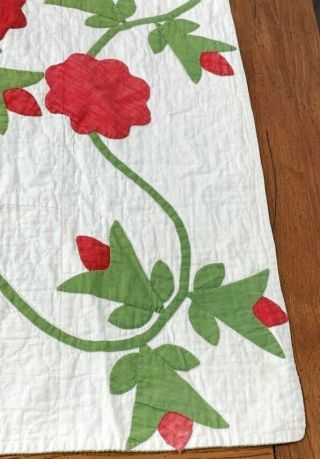 Red Green c 1850s Presidents Wreath APPLIQUE Antique Quilt Quilting 9