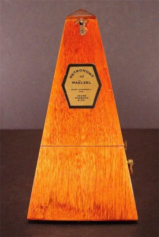 Vtg.  Metronome Wood Pyramid De Maelzel Made Expressly For Sears Roebuck