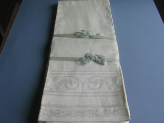 Antique Set 4 Irish Damask Linen Hukkaback Towels - 24 " X 40 "