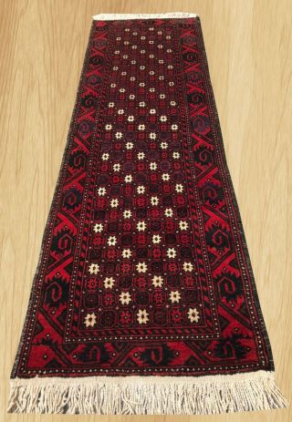 Authentic Hand Knotted Vintage Persain Zaidan Balouch Wool Area Runner 6 X 2 Ft