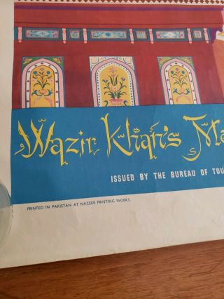 Vintage 1960 ' s Travel Tourism Poster Pakistan Mosque Karachi 4