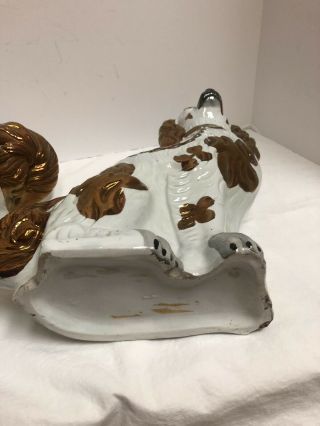 Antique Victorian Copper Luster Staffordshire King Charles Spaniel Dogs 12’ 6