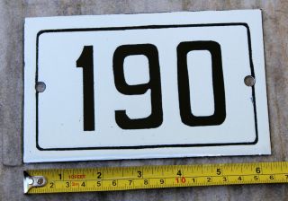 190 Stylish Antique Black White Enamel Number Plate Door Sign Street