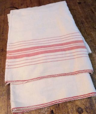 Handwoven Lightweight Wool Blanket With Center Seam,  Natural With Red Stripes