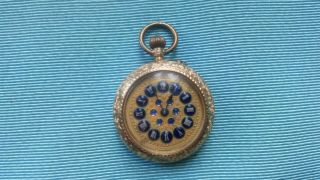 Ladies Antique 14 Ct Gold Enamel Dial Fob Watch C 1900 Scroll Engraved Case