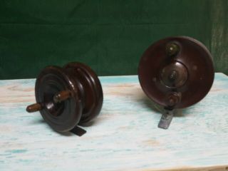 Antique 2 English Wooden Fly Reel Late 1800 