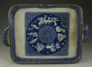 Antique Pottery Pearlware Blue Transfer Greek Pickle Set 1815 Not Spode 3