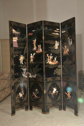 Chinese Antique Room Divider Screen 4 Panels