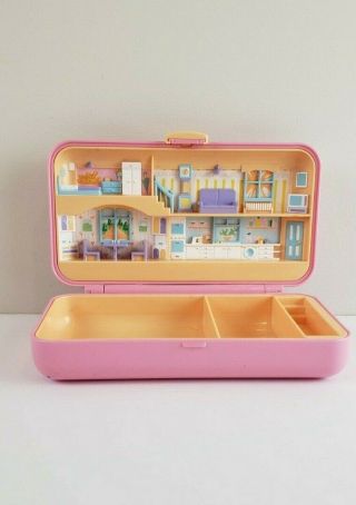 Vintage Polly Pocket Pretty Hair Playset Compact Bluebird 1990 Case Pink