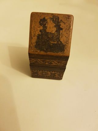 Antique Victorian Tunbridgeware Needle Packet Case The Sloping Cover With A Stag