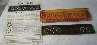 1920s Addometer Portable Adding Machine W/ Box Stylus Directions Well T53