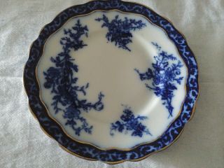 Antique Stanley Pottery Touraine Flow Blue Luncheon Plate 8 " Rare Numbered
