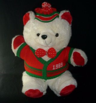 18 " Vintage 1989 Christmas Kmart Teddy Bear Red Santa Club Stuffed Animal Plush