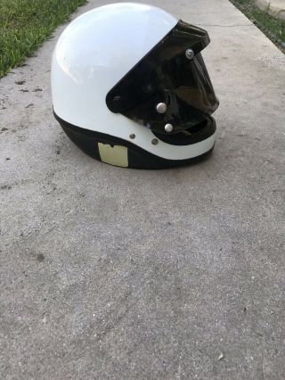 Vintage Shoei S - 20 Full Face Motorcycle Helmet 1976 Bright White W/ Shield