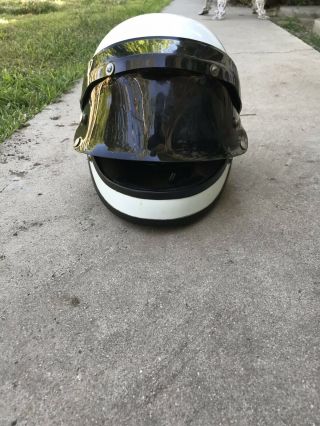 Vintage Shoei S - 20 Full face Motorcycle Helmet 1976 BRIGHT WhitE W/ Shield 2