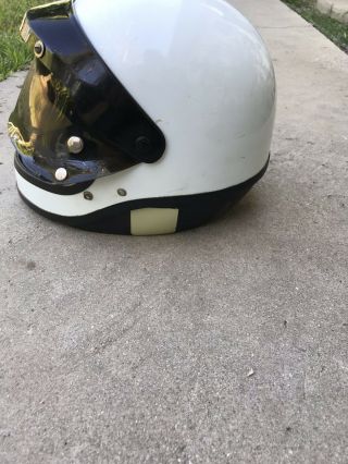 Vintage Shoei S - 20 Full face Motorcycle Helmet 1976 BRIGHT WhitE W/ Shield 3