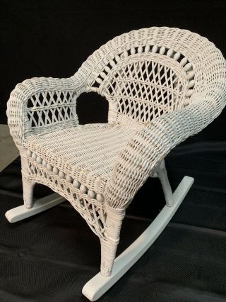 Vintage Wicker Child Rocking Chair White Rocker Antique