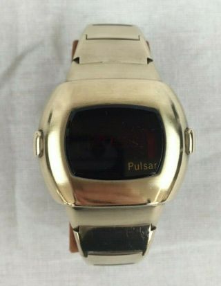 Pulsar P3 Digital Watch Time Computer Gold Filled L80 Microns 1970s -