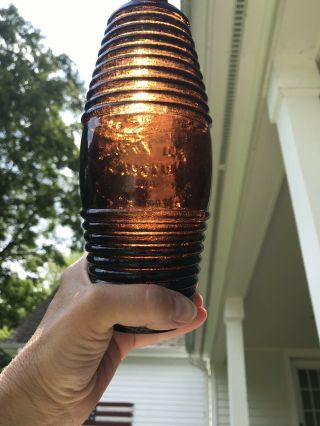 Antique Bottle: Sachem Bitters & Wigwam Tonic Amber Figural Barrel