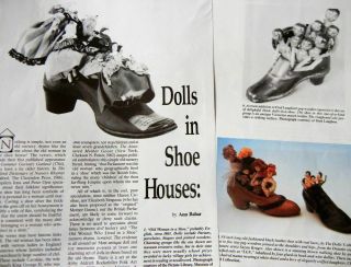 7p History Article & Pics - Antique Dolls In Shoe Houses - Fred Laughon,