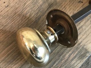 A Victorian Solid Brass Door Handles Knobs Back Plate Spindle Screws a9 2