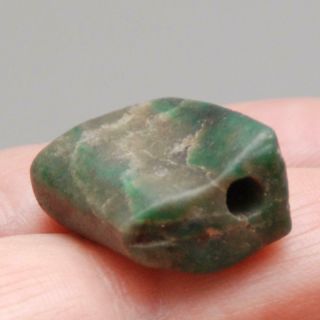 Pre - Columbian Dark Green Stone Jade Bead_22 X 16.  9 X 11.  2mm