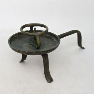 A659: Real Old Japanese Copper Ware Handy Candlestick Of Traditional Form
