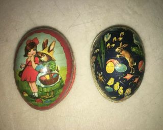 Antique German Candy Container Decoupaged Eggs Girls,  Rabbit,  Bunnies,  Chicks