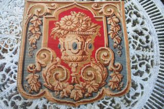 Antique Victorian Needlepoint Berlin Woolwork Embroidered Banner Screen