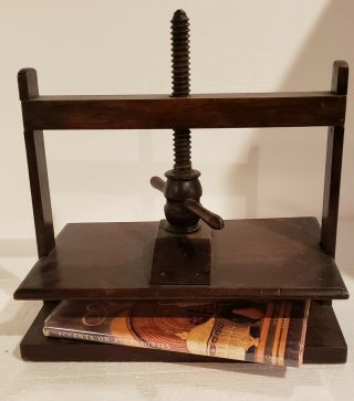 Victorian Antique Wood Book Binding Press And Linen Press