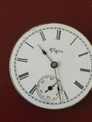 Vintage 1895 Elgin 0 Size Grade 110 Pocket Watch Movement Dial Hands 11 Jewels