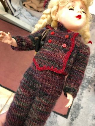 Vintage 14” Mary Hoyer Doll Cute Ski Outfit Hard Plastic 4