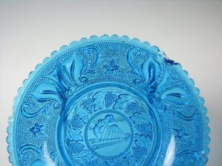 Antique Electric Blue Early American Lacy Flint Glass Toddy or Cup Plate 808 2