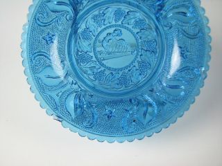 Antique Electric Blue Early American Lacy Flint Glass Toddy or Cup Plate 808 3
