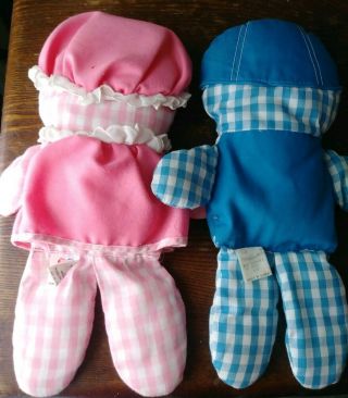 Vintage Fisher Price 70’s Cholly & Lolly Gingham Cloth Baby Rattle Dolls 419 420 3