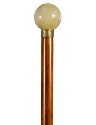 Elegant Dress Walking Stick Marble Ivory Colour Ball Handle Cane 37 " Length