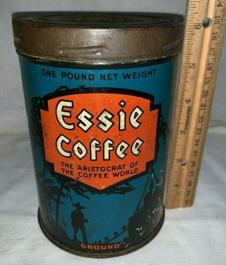 Antique Essie Coffee Tin Litho 1lb Can James Butler Grocery Co York Store