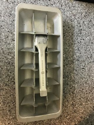 Antique Aluminum Ge Mini - Cube Ice Cube Tray/ Release Lever (general Electric)