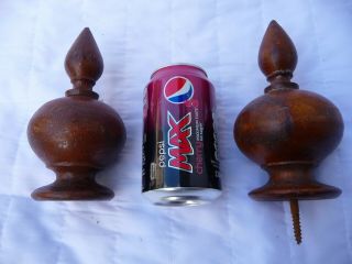 Antique French Large Wood Curtail Pole Finials Ends Late 19th Century Chateau 2