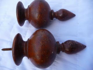 Antique French Large Wood Curtail Pole Finials Ends Late 19th Century Chateau 4