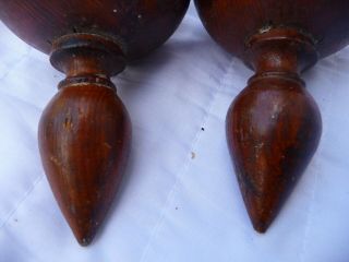 Antique French Large Wood Curtail Pole Finials Ends Late 19th Century Chateau 7